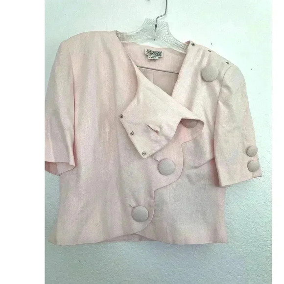 VTG Light Pink Large Button Blazer Top Sz 10 Kathryn Conover Women's Retro - Picture 3 of 11